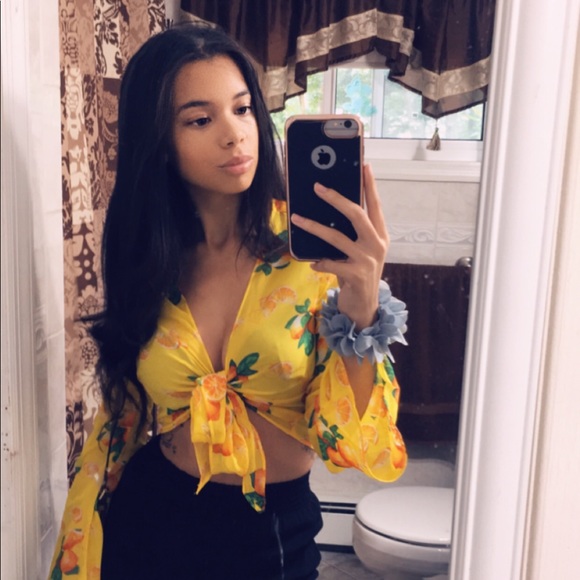 Charlotte Russe Tops - orange fruit print top